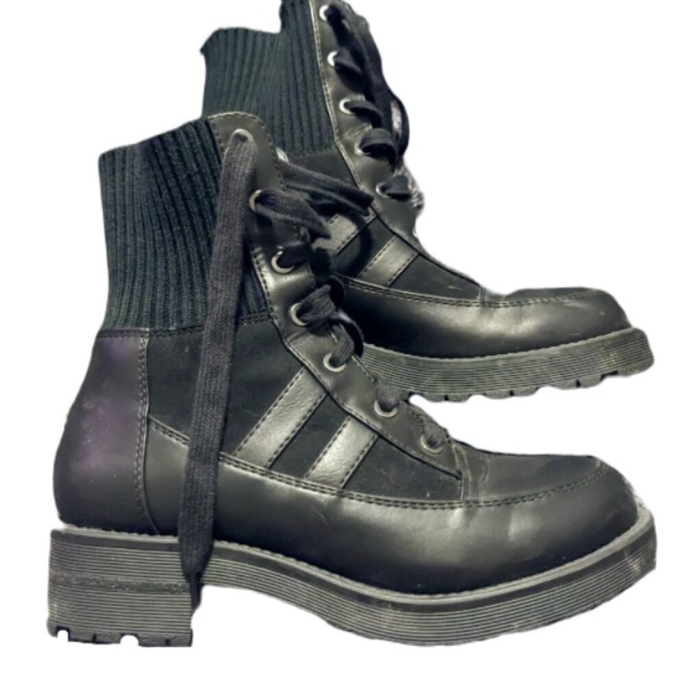 Black MIA boots - Size 6.5 - Combat boot style, lace up ankle bootie, low heel
